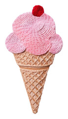 PNG  Cute minimal Ice cream in embroidery style dessert food strawberry.