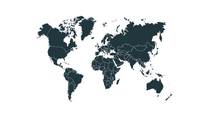 World map. Modern black vector map. Silhouette map.
