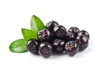Aronia berries with leaves
