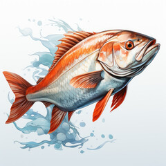 Fototapeta premium Watercolor Amberjack, clipart Illustration, Generative Ai