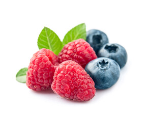 Raspberries and blueberries