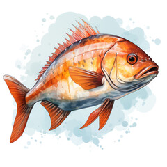 Watercolor Amberjack, clipart Illustration, Generative Ai