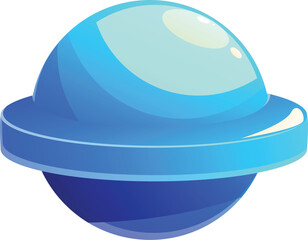 Blue spaceship flying, spacecraft exploring galaxy