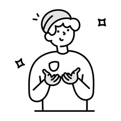 A hand drawn icon of muslim praying 

