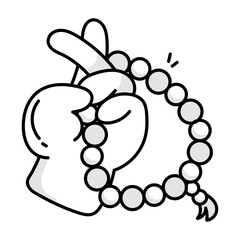 A hand drawn icon of holding a rosary 

