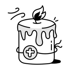 Doodle style icon of burning church candle 

