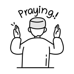 A hand drawn style icon of muslim praying 

