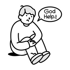Obraz premium A doodle style icon showing a man asking for god help
