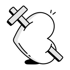 A hand drawn icon of christian cross 

