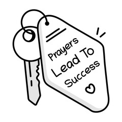 Success key with islamic typography, doodle icon 

