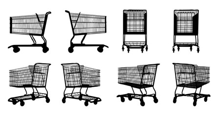 collection of empty shopping cart  mockup with different angle for graphic resource