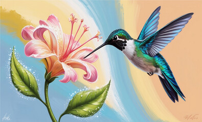 "Ethereal Dance: A Hummingbird's Grace" wallpaper 