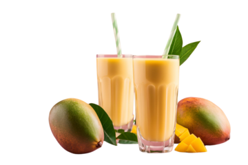 Milkshake ,mango shake glass on transparent background