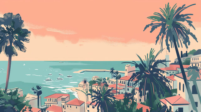 Risograph current riso print travel poster, card, wallpaper or banner illustration, modern, isolated, clear, simple of Bint Jbeil, Lebanon