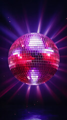 Obraz premium Digital luminous violet and red disco ball abstract graphic poster background
