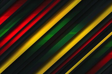 Fototapeta premium Juneteenth Day backdrop and Black History Month. Modern, artistic red, yellow, and green lines on a black background, Generative AI.