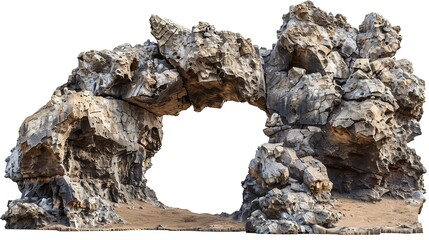 majestic man-made archway made of cutout rock, Generative AI.