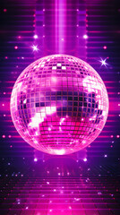 Obraz premium Digital luminous violet and red disco ball abstract graphic poster background