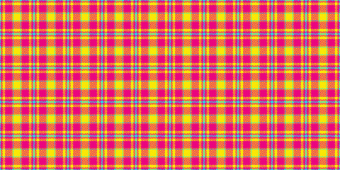 Anniversary texture plaid seamless, naked background textile vector. Rich fabric check tartan pattern in bright and radioactive colors.