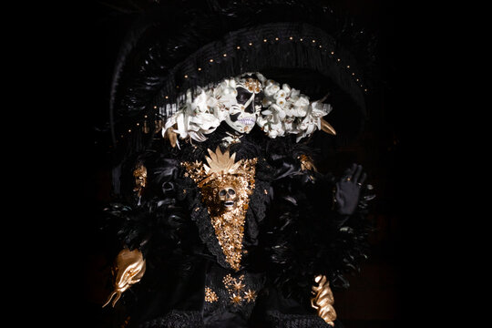 Majestic Catrina in traditional Day of the Dead attire