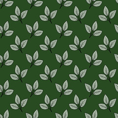 Hand drawn floral pattern vector design. Simple ornament with plant and leaf.