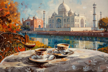 Breakfast with coffee Near Taj Mahal