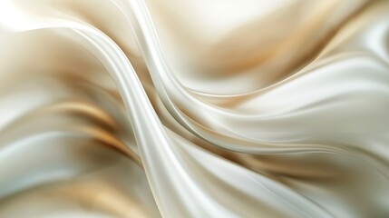 Abstract white golden background with silky smooth waves. Generative AI