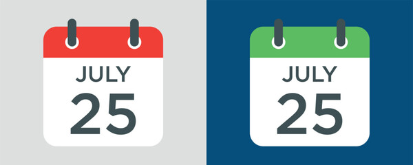 calendar - July 25 icon illustration isolated vector sign symbol