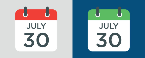calendar - July 30 icon illustration isolated vector sign symbol