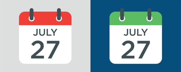 Fototapeta premium calendar - July 27 icon illustration isolated vector sign symbol
