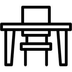 Vector Icon Desk Chair, School Desk, Studying, Chair, Room
