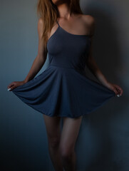 Naklejka premium young woman posing in black lingerie