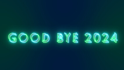 Good Bye 2024 text cool neon-colored animation. Past year 2024 new year 2025. Neon-colored Good Bye 2024 text for banner, social media, greeting card.Technology video material animation.