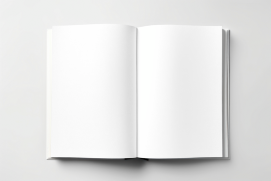 PNG opened magazine mockup, transparent design