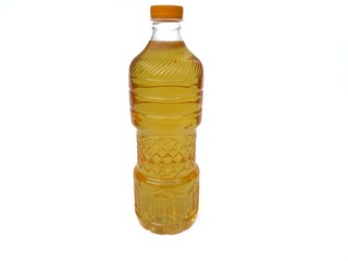 plastic oil bottle isolated on white background 