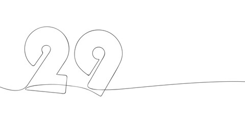 A single line drawing of a twenty nine symbol. Continuous line twenty ninth number icon. One line icon. Vector illustration.