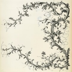 Fototapeta premium a long antique branch arabesque ornament with various other branches