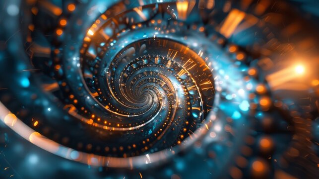 Droste effect background with infinite clock spiral. Abstract design for concepts related to time and deadline. 