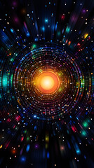 Fototapeta premium Digital black background colorful starlight stage abstract graphic poster background