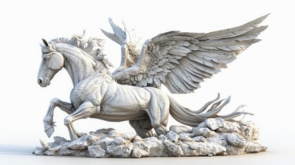 A White Stone Statue of a Winged Horse