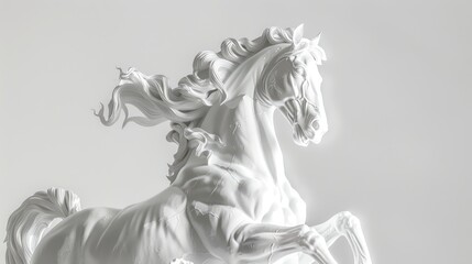 White Marble Horse Sculpture with Flowing Mane