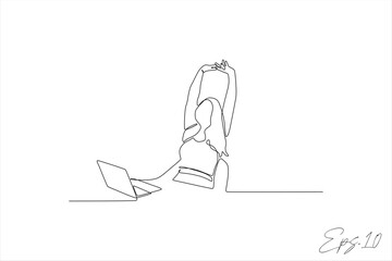 continuous line vector illustration design of a woman successfully completing an office task