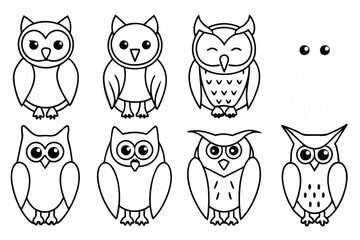 Owl line art illustration Design Concepts