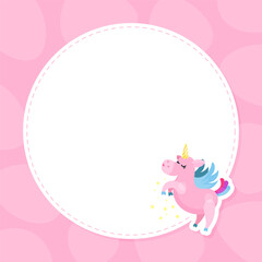 Pink Unicorn Note and Reminder Card Design Vector Template