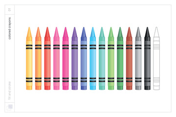 Colored crayons. Vector illustration. Fill and stroke.