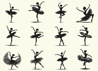 ballerina dancing Silhouette Vector Illustration