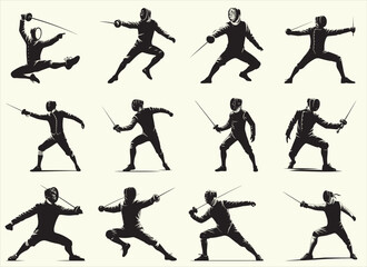 Fencer Silhouette Vector Illustration