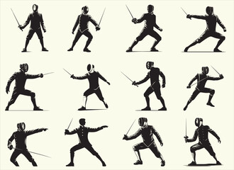 Fencer Silhouette Vector Illustration