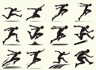 Long Jump Silhouette Vector Illustration