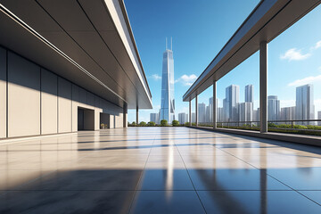 Obraz premium modern office building with concreted flat floor in the city